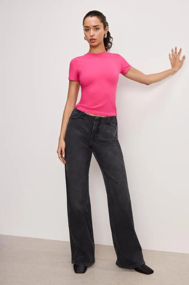 Women GOOD AMERICAN Tops SUPER STRETCH BABYTEE Ballerina Pink004