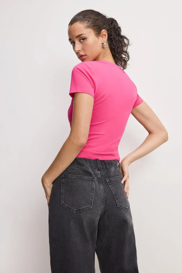 Women GOOD AMERICAN Tops SUPER STRETCH BABYTEE Ballerina Pink004