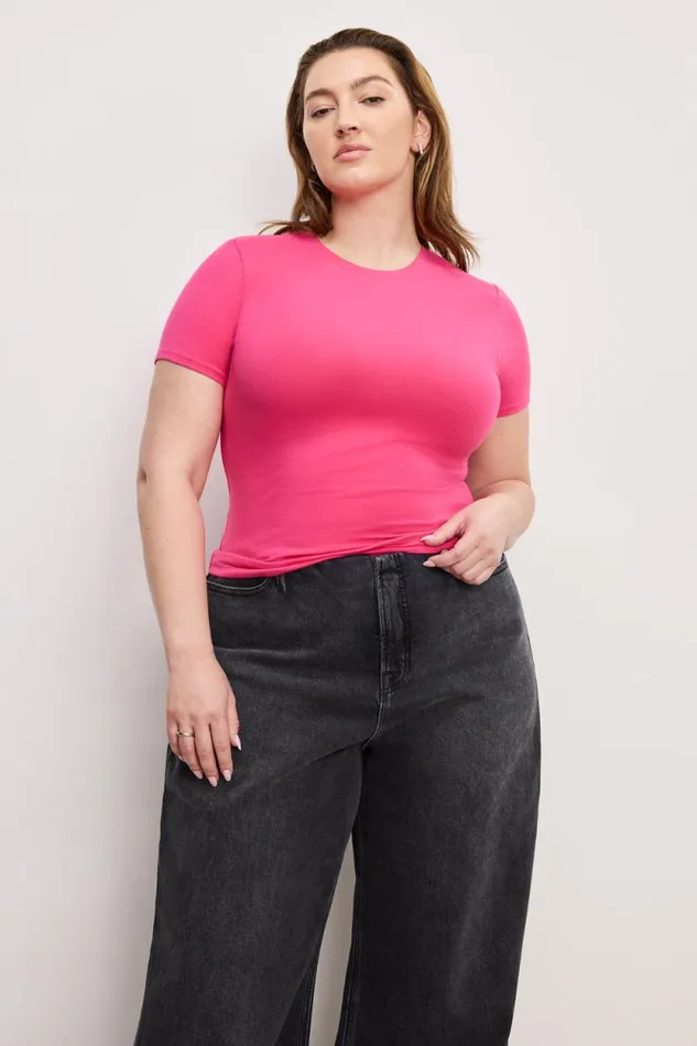 Women GOOD AMERICAN Tops SUPER STRETCH BABYTEE Ballerina Pink004