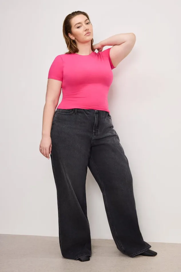 Women GOOD AMERICAN Tops SUPER STRETCH BABYTEE Ballerina Pink004