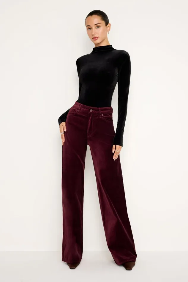 Women GOOD AMERICAN Tops VELVETBODYSUIT Black001