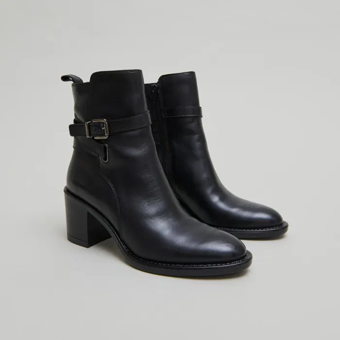 Women Heeled Ankle Boots And Buckles Black JONAK Ankle Boots Lowboots