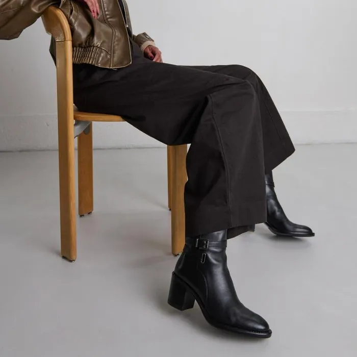 Women Heeled Ankle Boots And Buckles Black JONAK Ankle Boots Lowboots