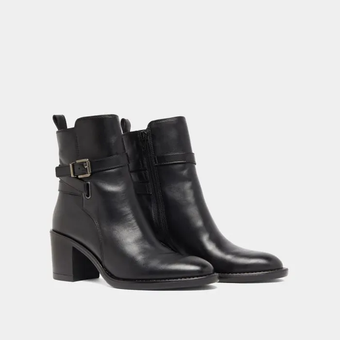 Women Heeled Ankle Boots And Buckles Black JONAK Ankle Boots Lowboots