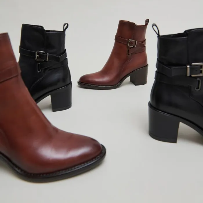 Women Heeled Ankle Boots And Buckles Black JONAK Ankle Boots Lowboots