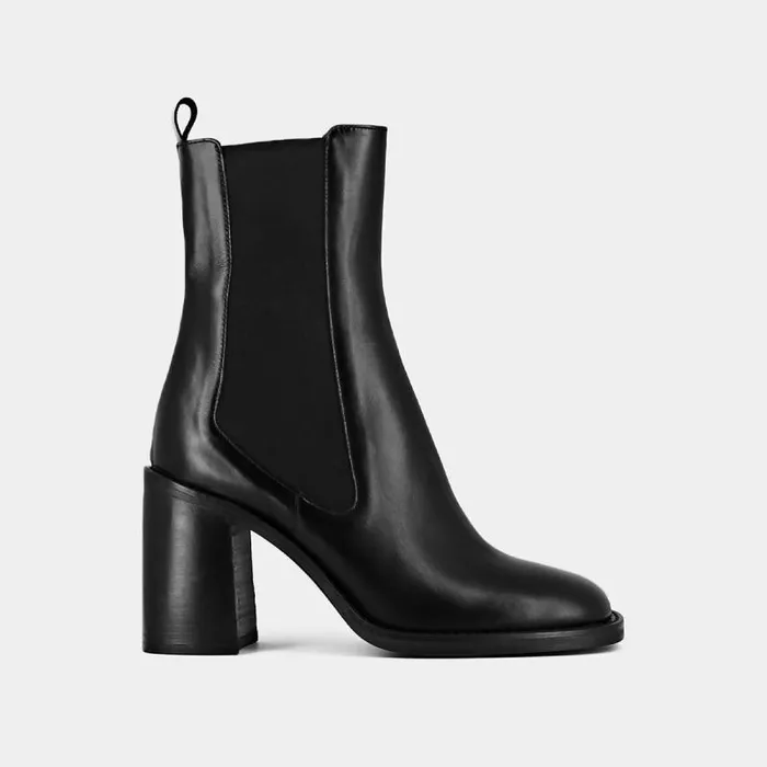 Women Heeled Boots With Square Toes Black JONAK Ankle Boots Lowboots