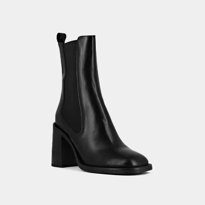 Women Heeled Boots With Square Toes Black JONAK Ankle Boots Lowboots