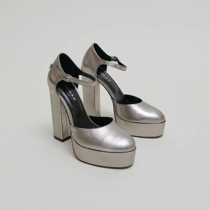 Women Heeled Mary Jane And Platforms Dark Silver JONAK Babies Saloms