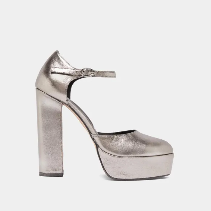 Women Heeled Mary Jane And Platforms Dark Silver JONAK Babies Saloms