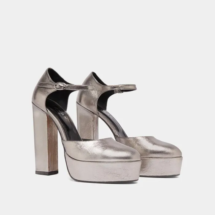 Women Heeled Mary Jane And Platforms Dark Silver JONAK Babies Saloms