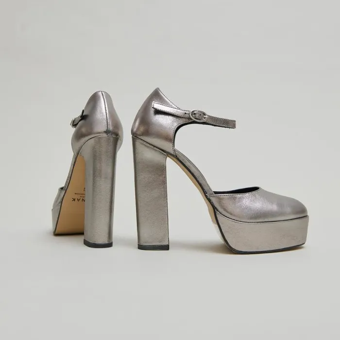 Women Heeled Mary Jane And Platforms Dark Silver JONAK Babies Saloms
