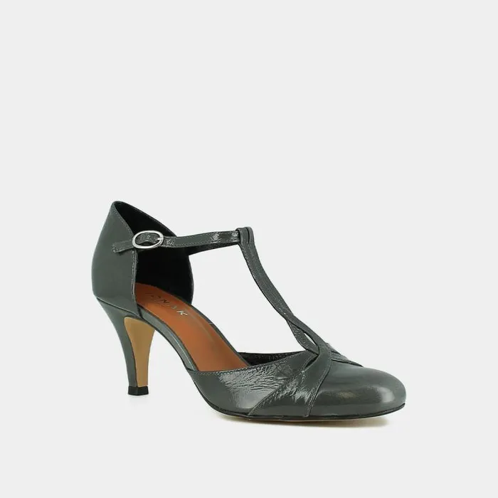 Women Heeled Pumps With Adjustable Buckles Grey JONAK Babies Saloms