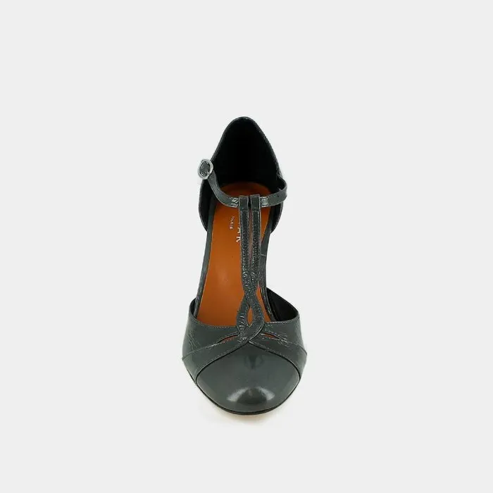 Women Heeled Pumps With Adjustable Buckles Grey JONAK Babies Saloms