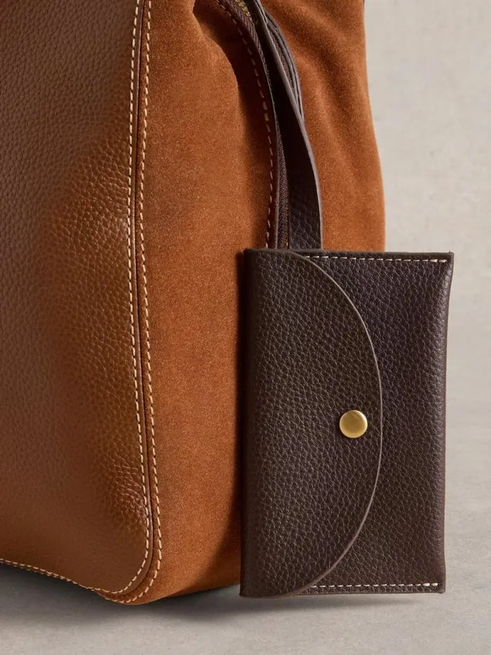 Women Hettie Leather Zip Tote Mid Tan White Stuff Bags and Purses