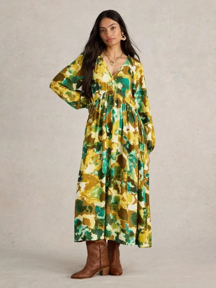 Women Imogen Midi Dress Yellow Print White Stuff Dresses