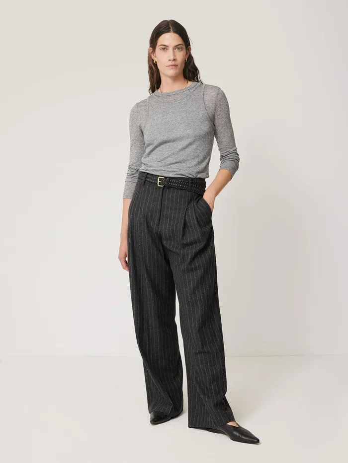 Women Italian Wool Kemp Pinstripe Trouser Grey Jigsaw Suits and Tailoring