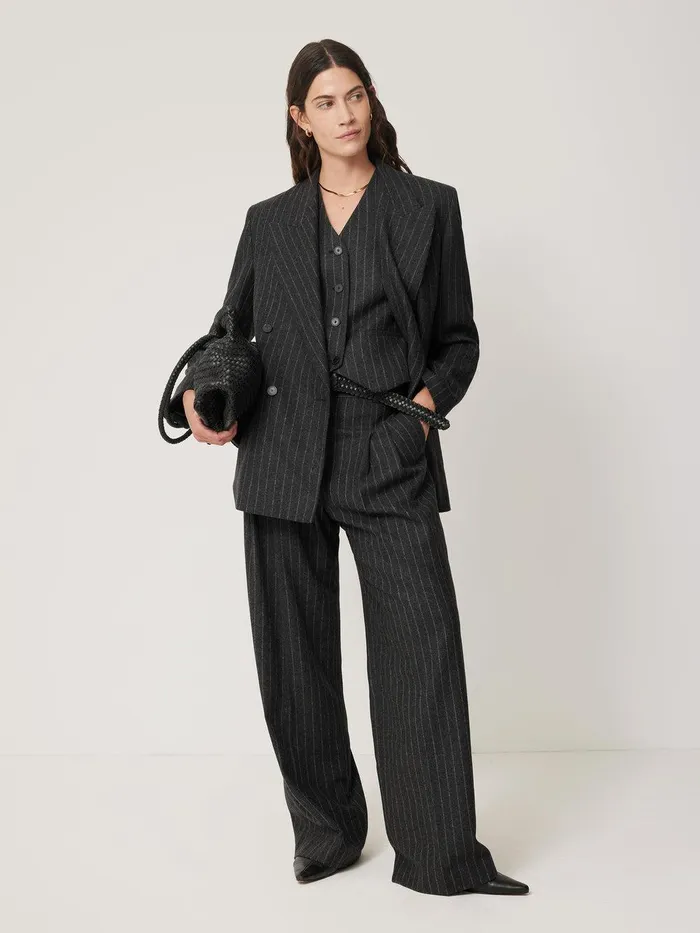 Women Italian Wool Kemp Pinstripe Trouser Grey Jigsaw Suits and Tailoring