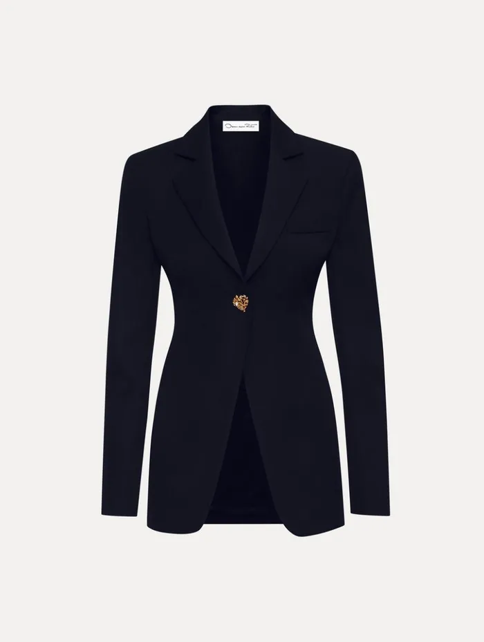 Women Jackets and Coats Oscar De La Renta Button Detail SingleBreasted Blazer Black