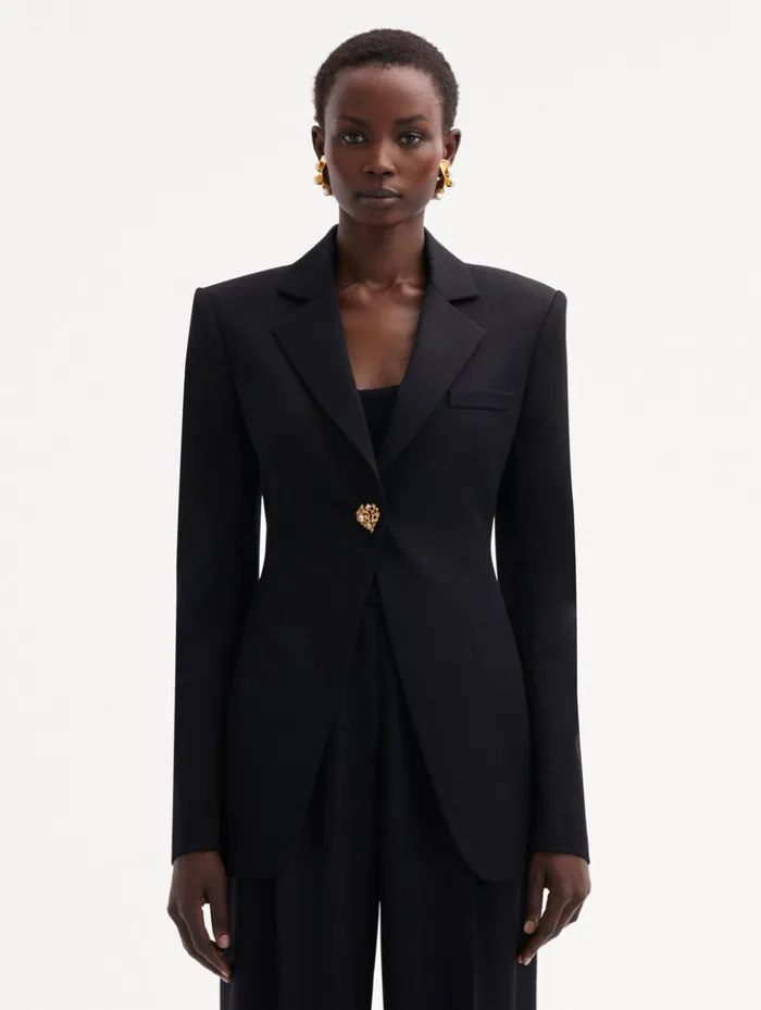 Women Jackets and Coats Oscar De La Renta Button Detail SingleBreasted Blazer Black