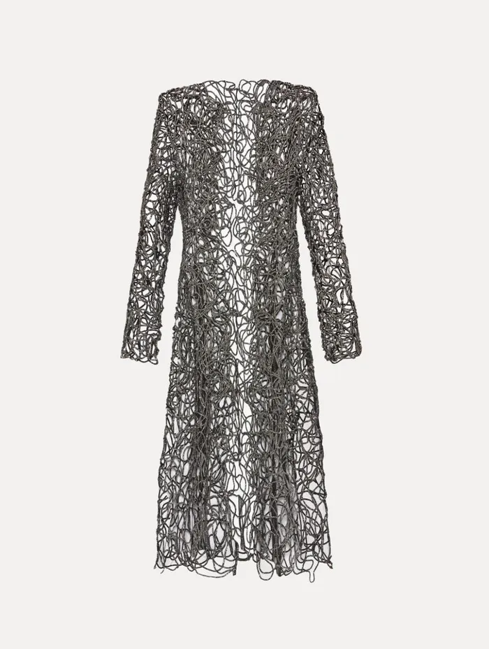Women Jackets and Coats Oscar De La Renta Crystal Embroidered Cord Coat Black