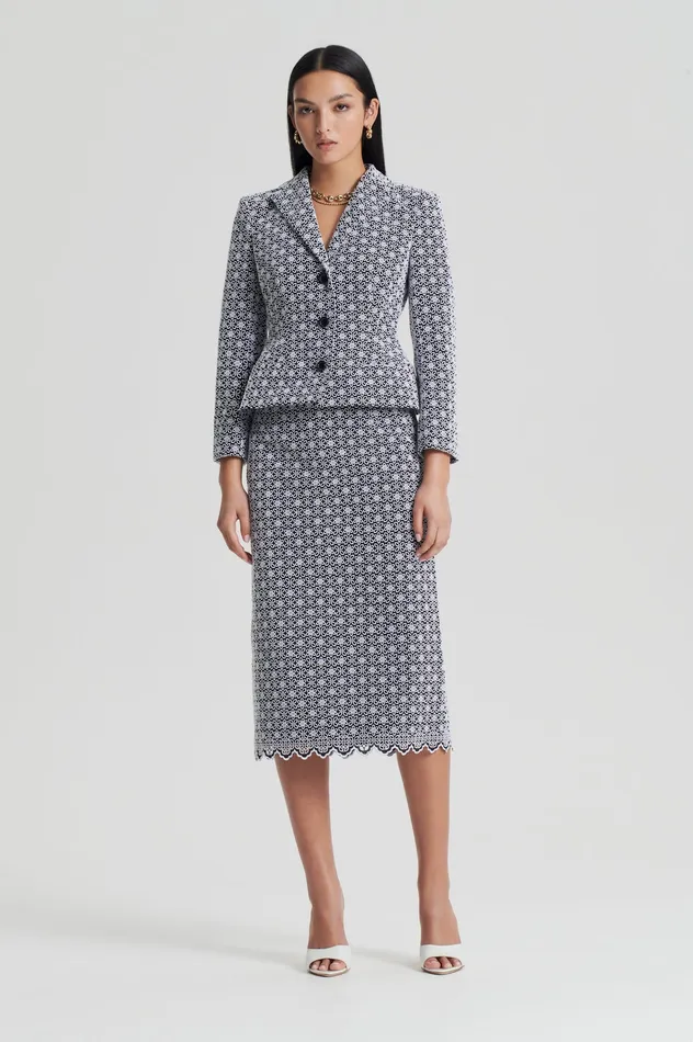 Women Jackets Scanlan Theodore EMBROIDERED FLORAL JACKET BLACKWHITE