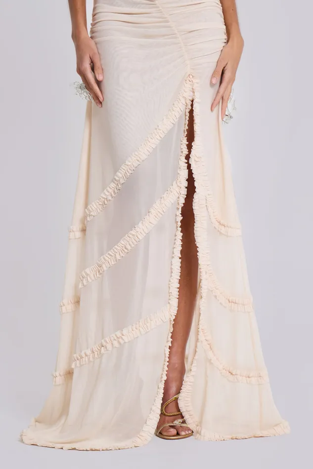 Women Jaded London Shop Fatale Maxi Dress In Vanilla Dresses