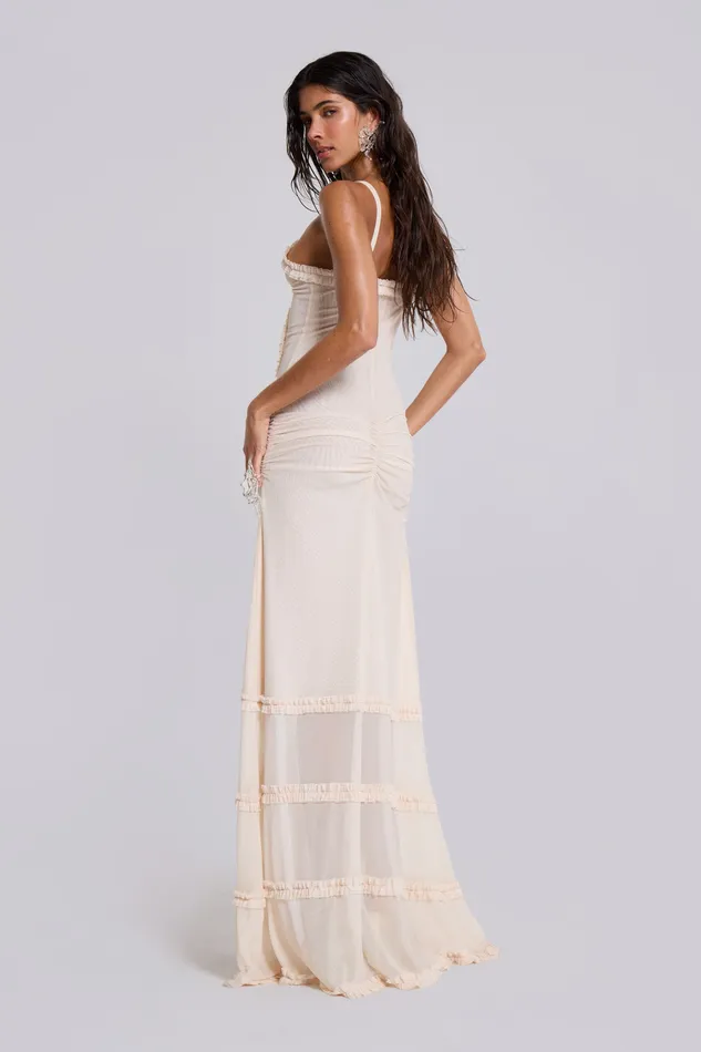 Women Jaded London Shop Fatale Maxi Dress In Vanilla Dresses