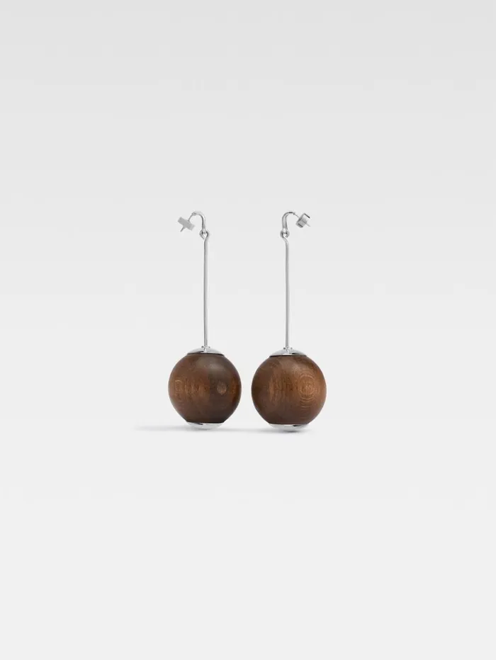 Women Jewellery JACQUEMUS The Nodo Large Earrings Silver Brown