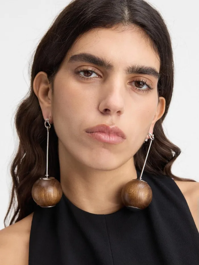 Women Jewellery JACQUEMUS The Nodo Large Earrings Silver Brown Women Jewellery JACQUEMUS The Nodo Large Earrings Silver Brown