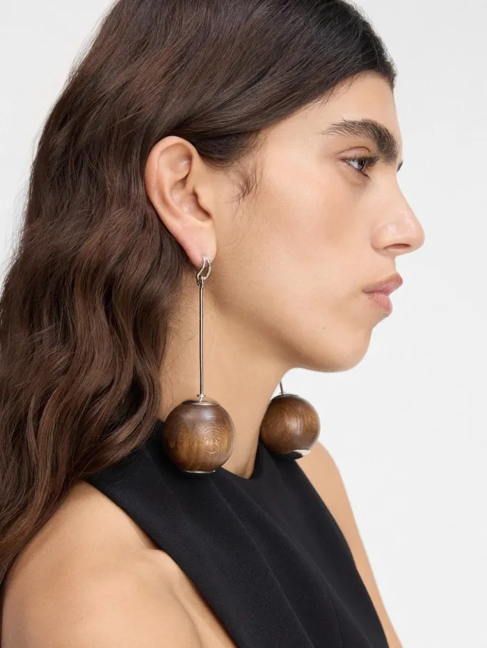 Women Jewellery JACQUEMUS The Nodo Large Earrings Silver Brown Women Jewellery JACQUEMUS The Nodo Large Earrings Silver Brown