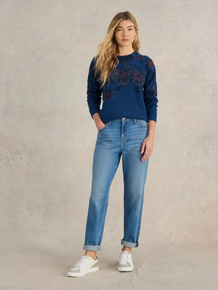 Women JULIE EMBORDIERED JUMPER Mid Blue White Stuff Knitwear