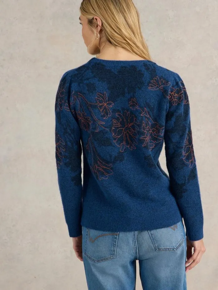 Women JULIE EMBORDIERED JUMPER Mid Blue White Stuff Knitwear