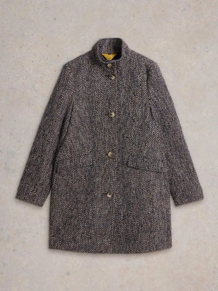 Women Karla Tweedy Coat Navy Multi White Stuff Coats and Jackets