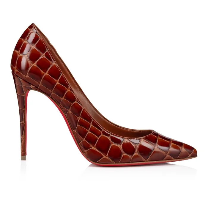 Women Kate 100 Mm Pumps 8211 Alligator Embossed Calf Leather 8211 Acajou Christian Louboutin Pumps