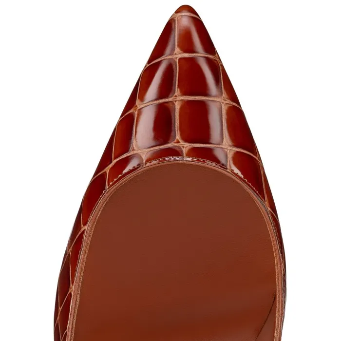 Women Kate 100 Mm Pumps 8211 Alligator Embossed Calf Leather 8211 Acajou Christian Louboutin Pumps