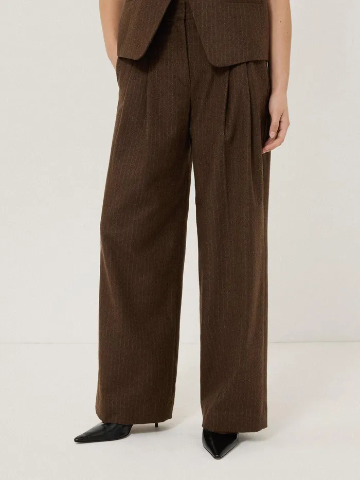 Women Kemp Wool Pinstripe Trouser Brown Jigsaw Suits and Tailoring