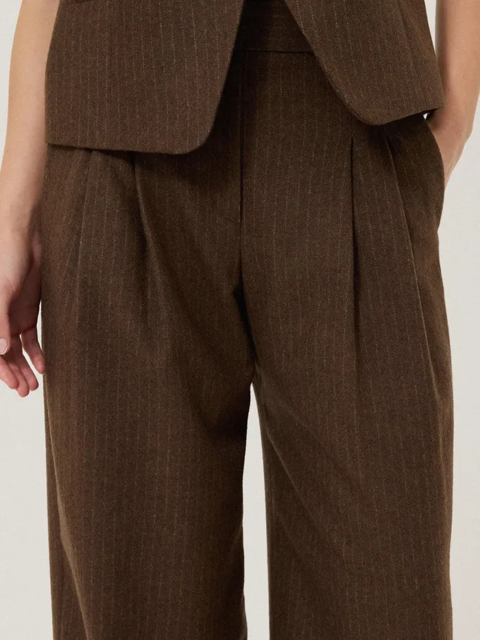 Women Kemp Wool Pinstripe Trouser Brown Jigsaw Suits and Tailoring