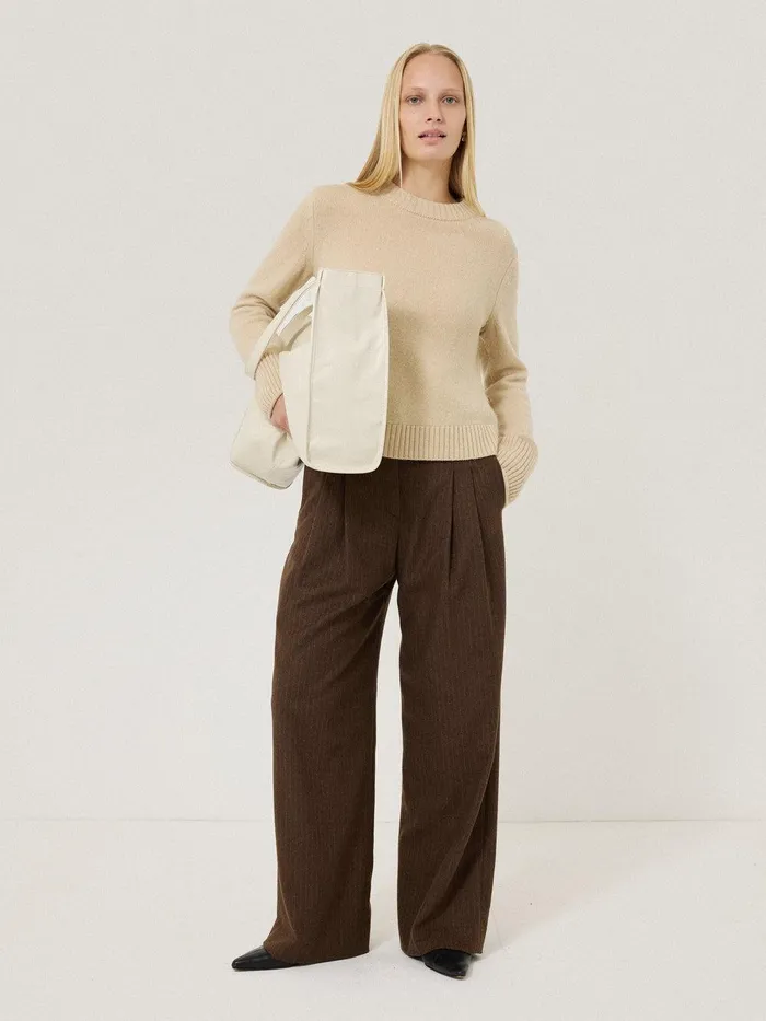Women Kemp Wool Pinstripe Trouser Brown Jigsaw Suits and Tailoring