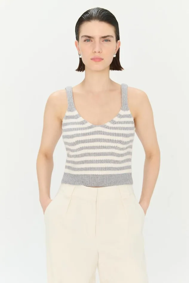 Women Knitwear Jonathan Simkhai Braylee Top Heather Grey Cropped Tank Top