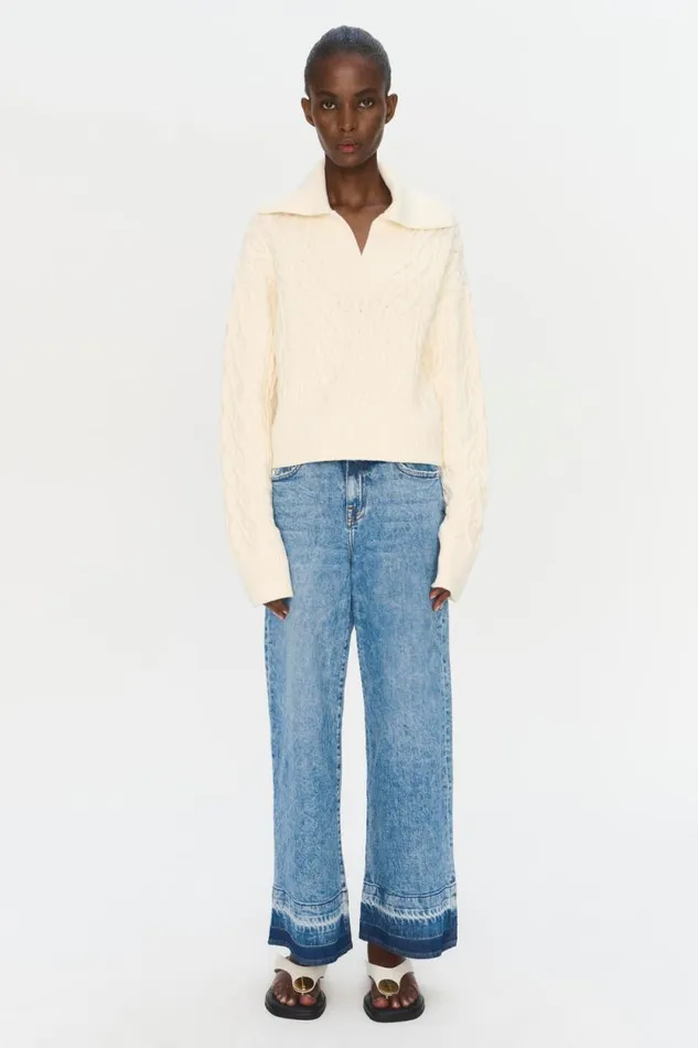 Women Knitwear Jonathan Simkhai Kate Polo Ivory Cable Knit Polo