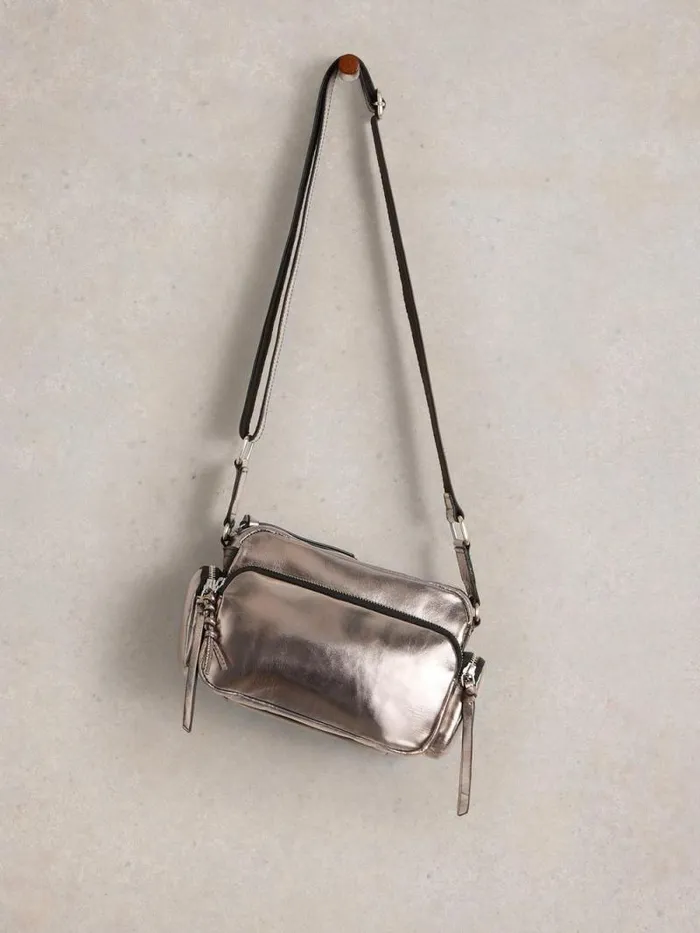 Women Lana Camera Bag Pewter Metallic White Stuff Bags and Purses