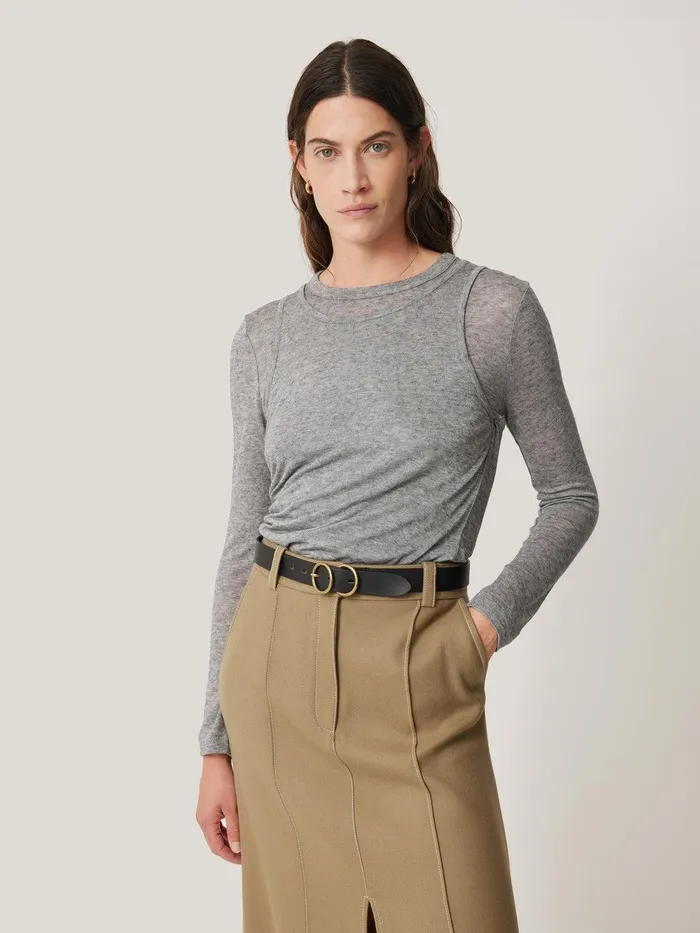 Women Layered 2in1 Top Grey Jigsaw Shirts and Tops