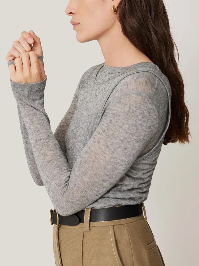 Women Layered 2in1 Top Grey Jigsaw Shirts and Tops