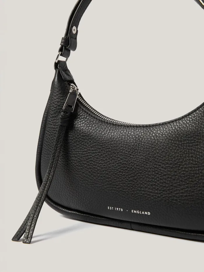 Women Leather Crescent Shoulder Bag Black Jigsaw Wallets and Card Holders