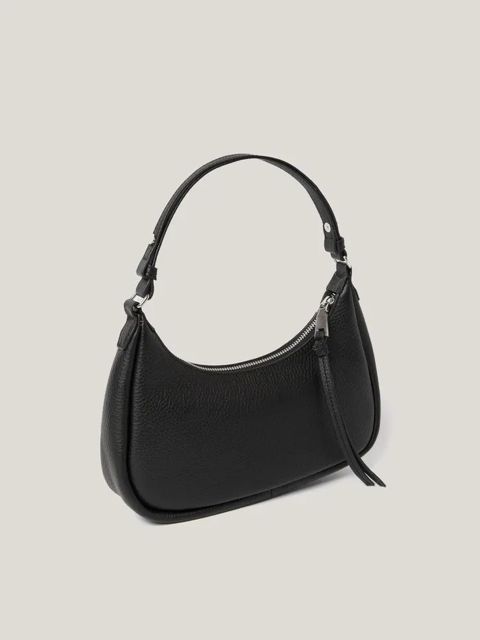 Women Leather Crescent Shoulder Bag Black Jigsaw Wallets and Card Holders