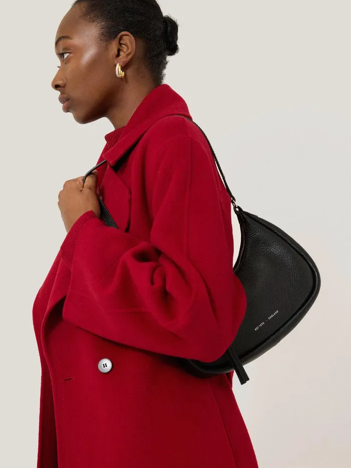 Women Leather Crescent Shoulder Bag Black Jigsaw Wallets and Card Holders