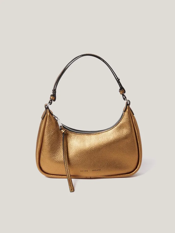 Women Leather Crescent Shoulder Bag Copper Jigsaw Wallets and Card Holders