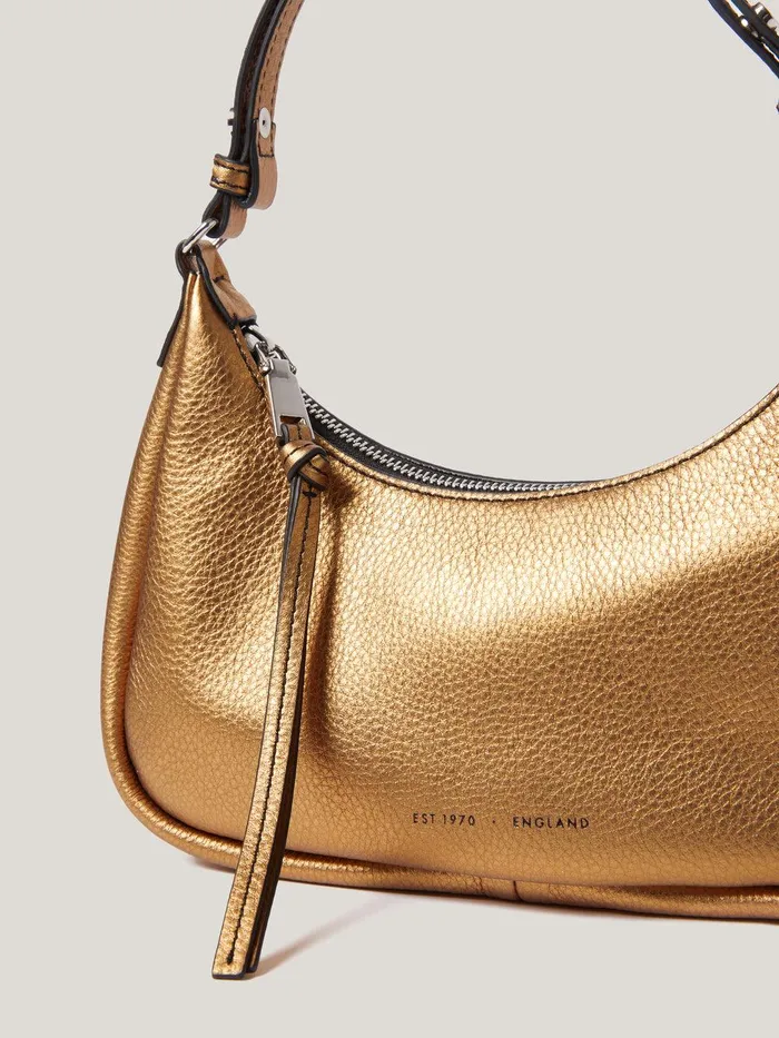 Women Leather Crescent Shoulder Bag Copper Jigsaw Wallets and Card Holders