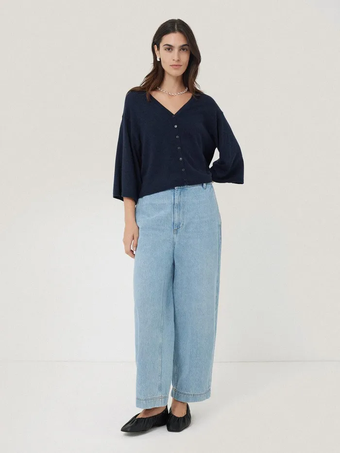 Women Lightweight V Neck Cardigan Navy Jigsaw Knitwear and Cashmere