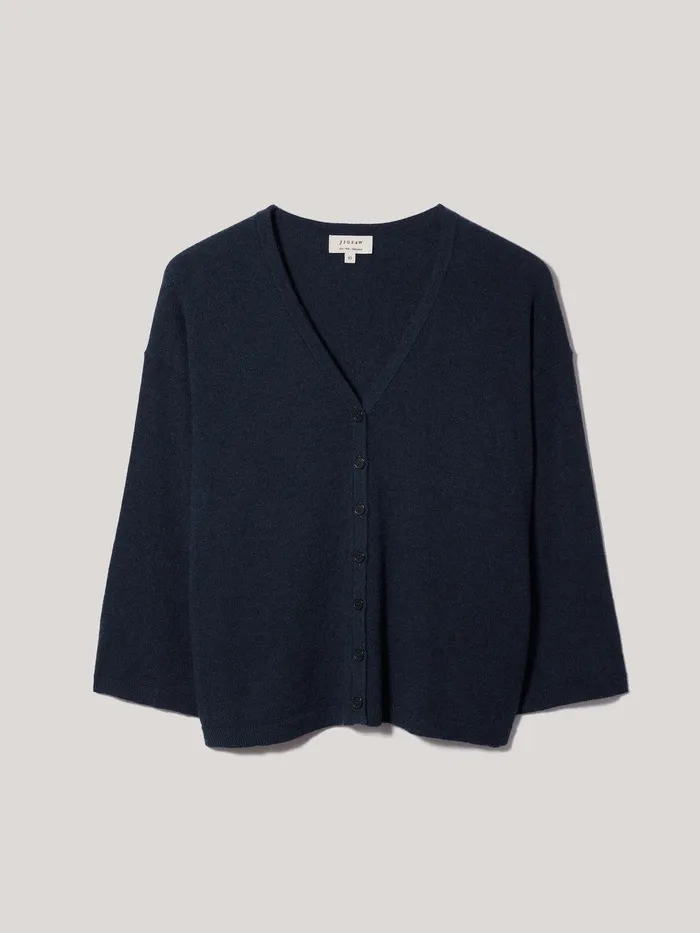 Women Lightweight V Neck Cardigan Navy Jigsaw Knitwear and Cashmere